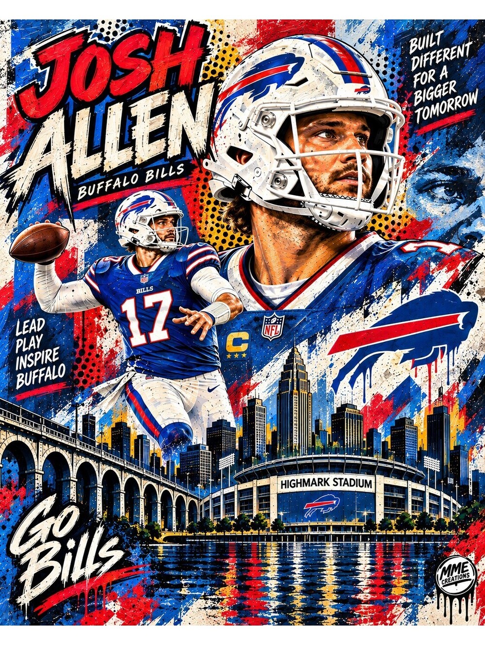 4789 Josh Allen Comic Pop × Fine Art Painting AG Collection 8x10 Portrait Print